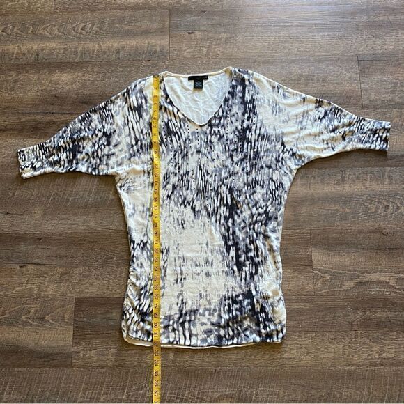Calvin Klein Tunic Dress Dolman Sleeve Animal Print Beaded Large - Picture 8 of 13
